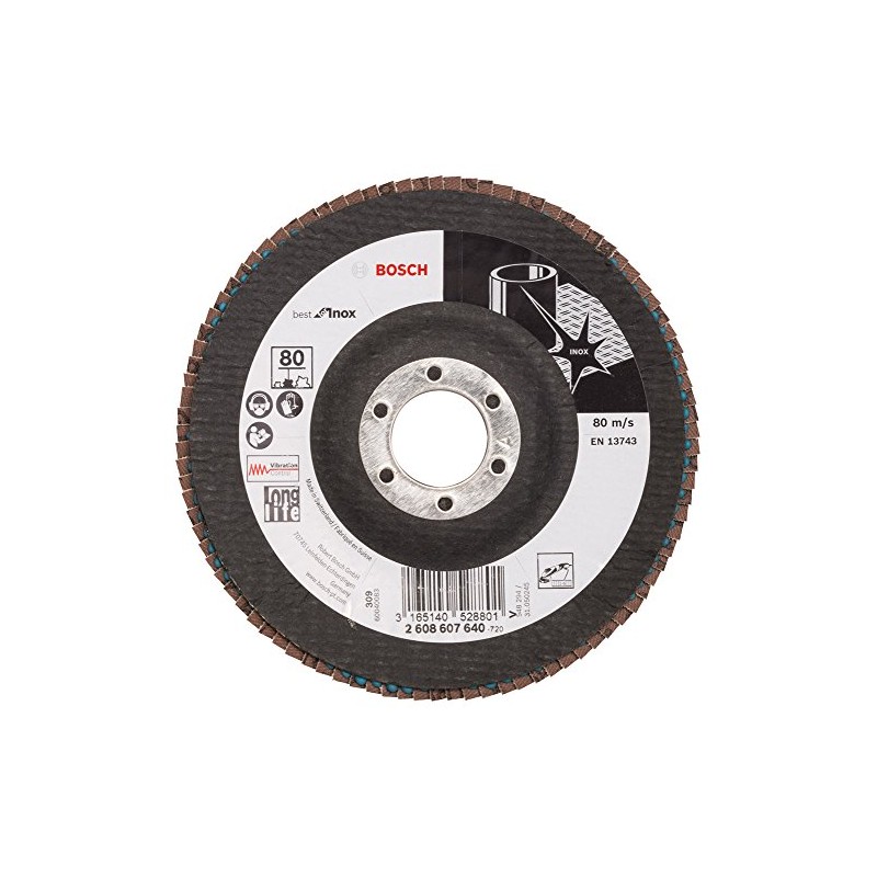 Bosch 2608607640 125mm Flap disc, INOX, G80, Black, 125 mm