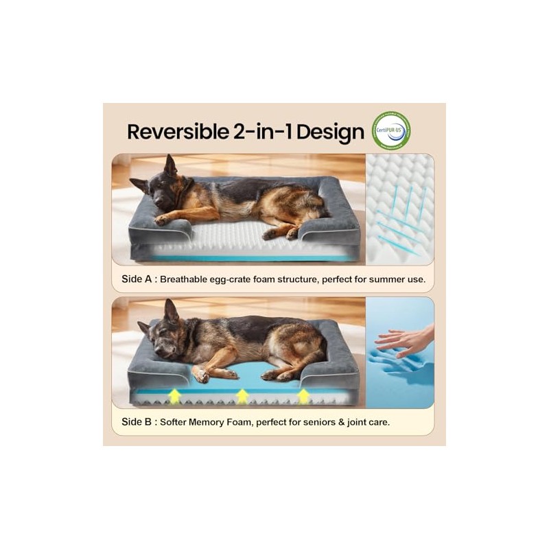 OhGeni Orthopedic Dog Bed Couch Big Cat Sofa for Extra