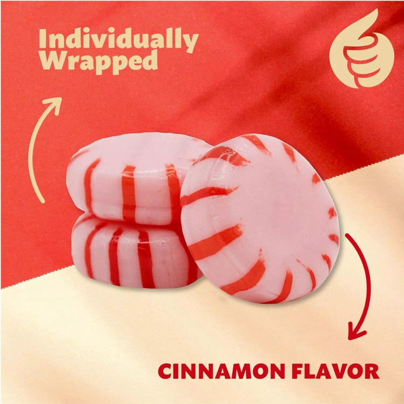 iLike! Cinnamon Starlight Mints Hard Candy, Individually Wrapped, 24-Ounce Pack