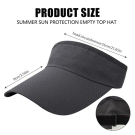 Visors for Women, Summer Peaked Cap Sports, Unisex Sun Visor Cap with Wide Brim, Sun Hat, Anti-UV Visor, Adjustable Headband, Golf Hat, Cycling, Running, Leisure, Outdoor, gray