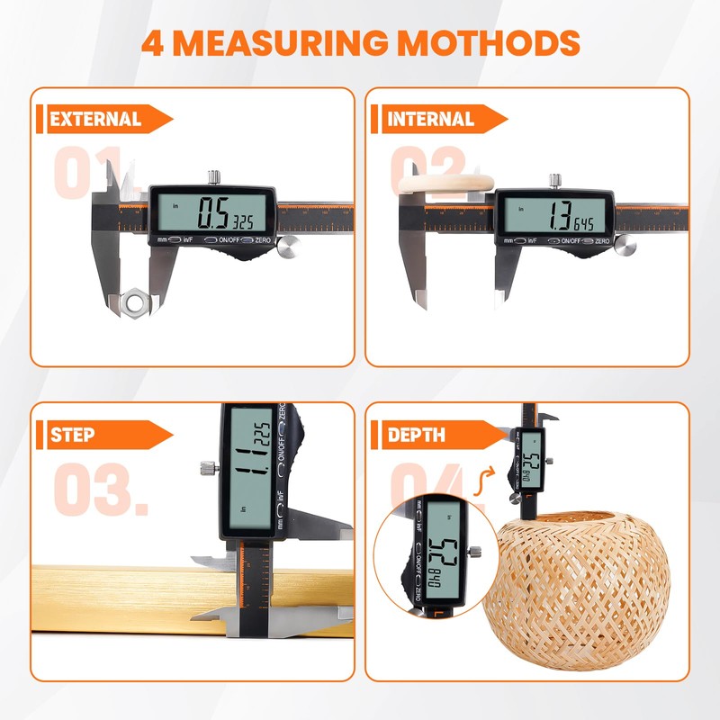HARDELL Digital Caliper, Rechargeable 0-8 Inch Calipers Measuring Tool with