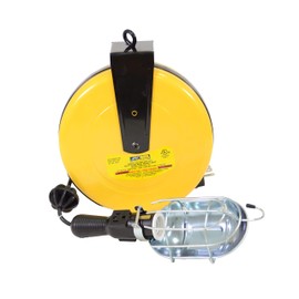 Alert 5000A-30GCB Professional Incandescent Retractable Cord Reel Work Light w/Built-in Circuit Breaker, Yellow
