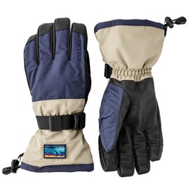 Hestra Unisex Gauntlet Sr 5-Finger Glove, Waterproof, Windproof Insulated Gloves for Skiing & Snowboarding, Men & Women - Dark Navy/Beige - 9