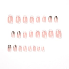 False Nails Acrylic Press Nails to Stick on 24 Pieces for Women and Girls (a) (Romantic Pink)