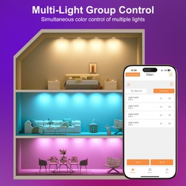 HYDONG 5/6 Inch Smart LED Recessed Lights 4Pack,LED Can Lights Retrofit RGB Recessed Lighting,13W1050LM,2700K-6500K Color Changing Compatible with Alexa,Living Room,Bedroom,Kitchen