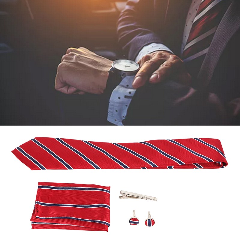 Mens Tie Classic Striped Polyester Yarn Easy Match Guarantees Durability