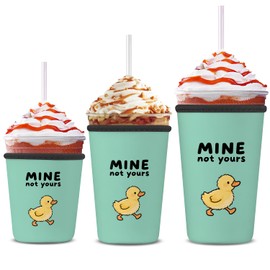 3 Pack Reusable Insulated Neoprene Iced Coffee Sleeves & Coffee Cup Holder, Universal Fit 16-32oz Cups for Hot/Cold Beverages