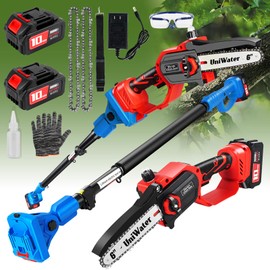 Cordless Pole Saw&Mini Chainsaw 2-IN-1, Electric Pole Saw With Two Batteries, Auto Lubrication, 6" Brushless Electric Chainsaw, Adjustable Head,15ft Reach Electrics Poles Saws for Tree Trimming