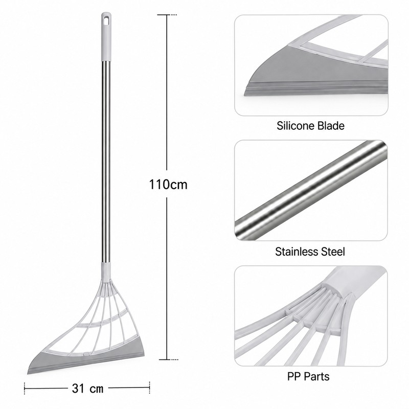 Silicone Broom Wiper Squeegee for Wet and Dry Floor Cleaning