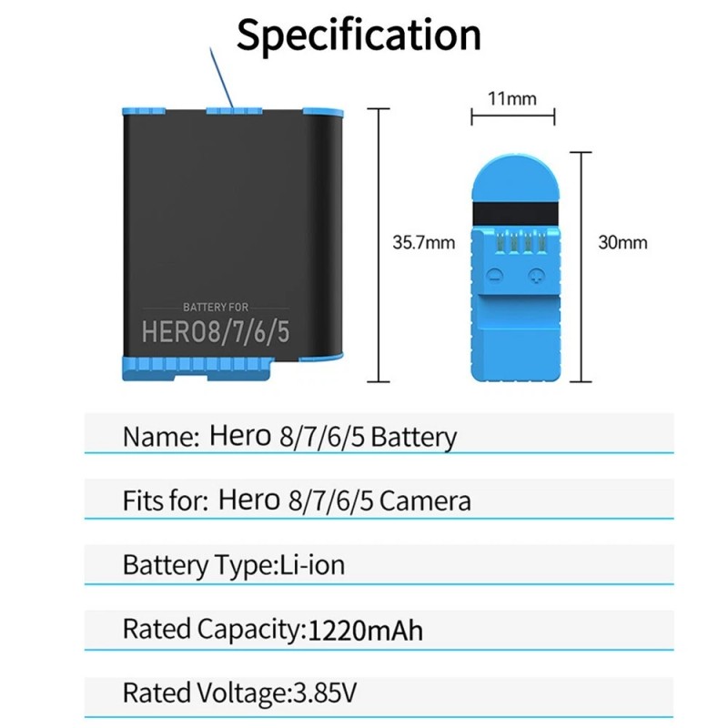 For GoPro Long Lasting Displaceable Li_ion Boosting 1220mAh Battery for