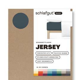Schlafgut Easy Jersey Fitted Sheet 90 x 190 to 100 x 200 cm Grey Deep Fitted Sheet 100% Cotton