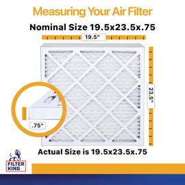 Filter King 20x24x1 Pack | 6-PACK | MERV 13 HVAC Pleated AC Furnace Filters | MADE IN USA | Actual Size: 19.5 x 23.5 x .75"
