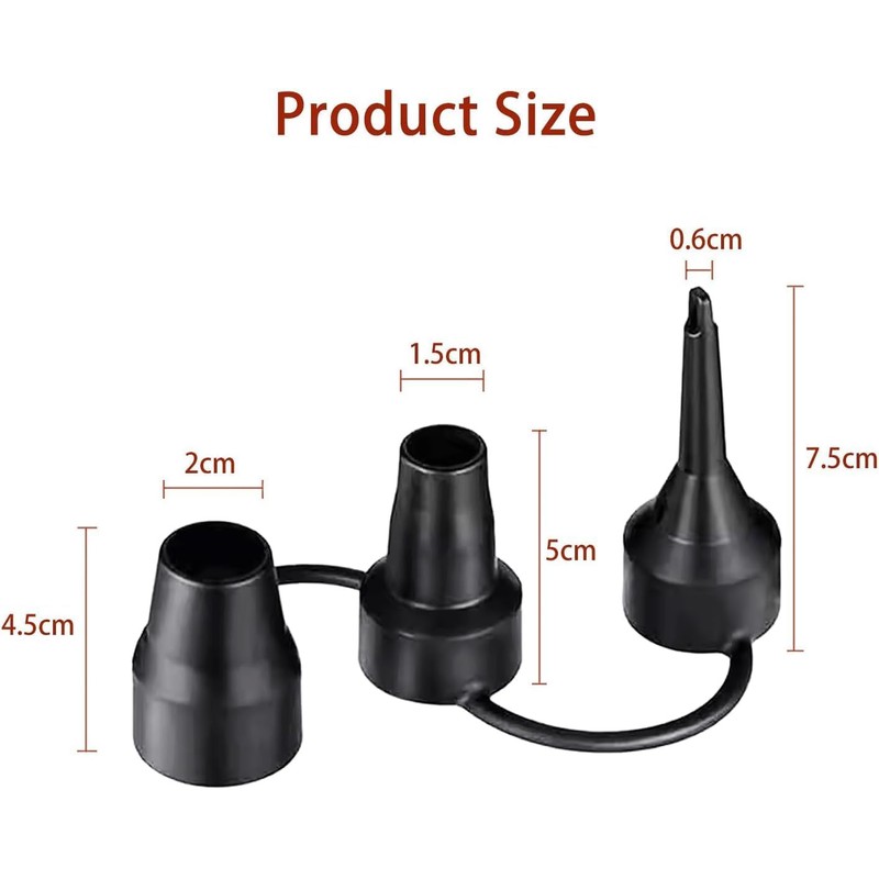 3 Sizes Black Air Pump Replacement Nozzles,Air Pump Nozzles for