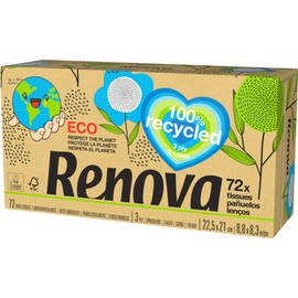 Renova Renova Recycled Facial Tissues | Box of 72 Tissues | Recycled Paper | FSC® and Ecolabel Certified