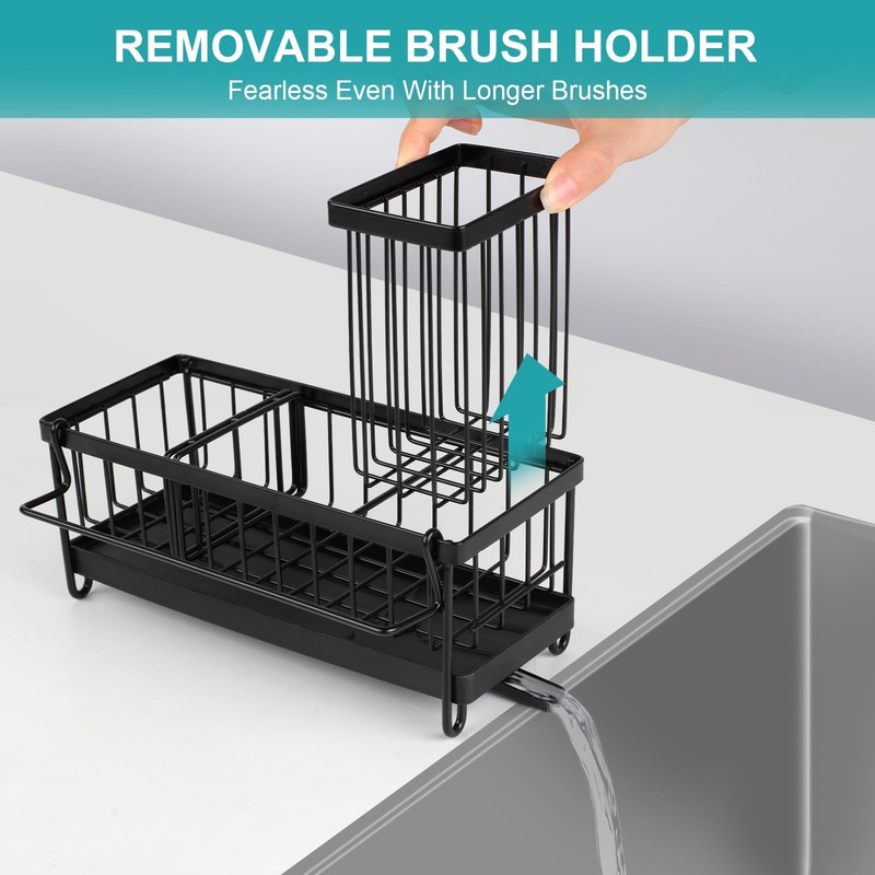 Richenda Kitchen Sink Organiser, Kitchen Sink Caddy with High Brush
