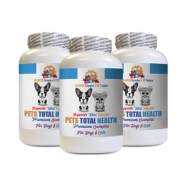 Dog Supplements for Skin - Pets Total Health Complex - for Dogs and Cats - Premium Hair Skin Mouth Urinary Care - Dog Minerals - 3 Bottles (180 Tablets)