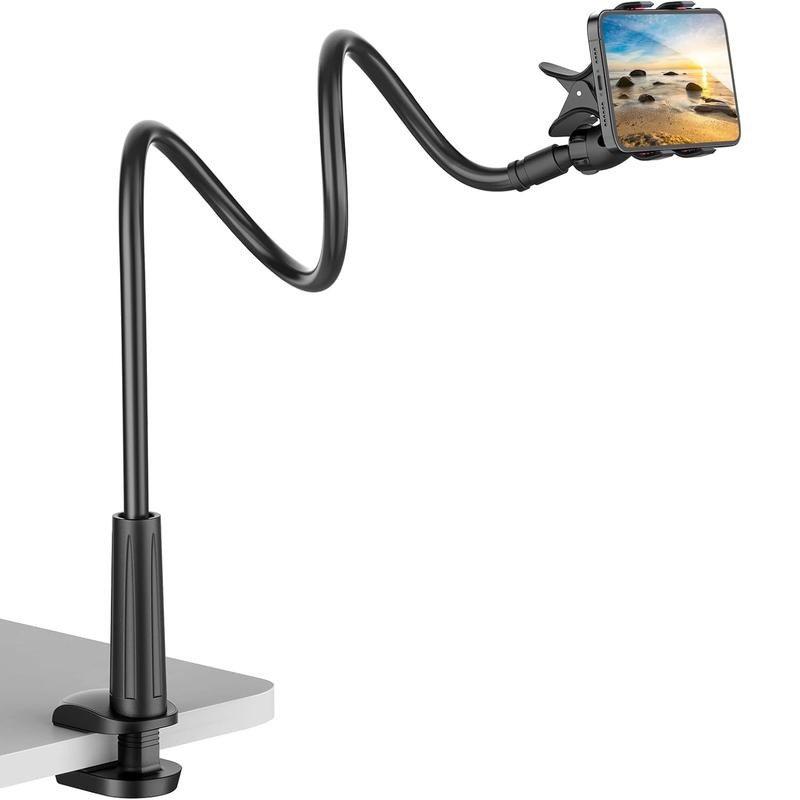 Long neck phone holder for desktop and bedside use:_Pink