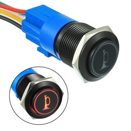 EPLZON Interruptor momentáneo de bocina de coche de 16 mm y 12 V con luz LED roja momentánea de metal con enchufe de cable (paquete de 1 unidad)