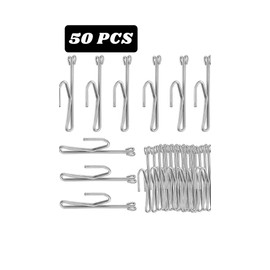 Slip on Drapery Hooks 3 INCHES (7.5 CM). Holiday Decoration Hooks. for Hanging Pinch Pleated Curtains. Drapery Accessories Metal Curtain Hooks, Stainless Steel Curtain Hooks, Silver