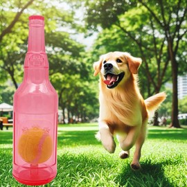 letsgetfun Wine Bottle Dog Toy, Cute Squeaky Dog Toys for Aggressive Chewers, Bottle Chew Toys for Dogs, Interactive Dog Toys for Large/Medium/Small Dogs to Keep Busy, Large-Red