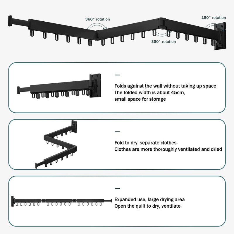 LIENAHU Clothes Drying Rack,Laundry Drying Rack,Clothes Rack Wall Mount,Wall Mounted