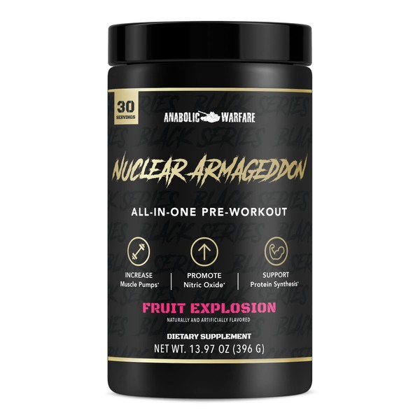 Anabolic Warfare Nuclear Armageddon Pre Workout Powder Pre-Workout for Men & Women with L-Citrulline, Beta Alanine Powder and Caffeine (Fruit Explosion - 30 Servings)