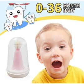 Baby Finger Toothbrush for Infants and Toddlers 0 to 3 Years – Soft Silicone Teething Brush with Tongue Cleaner | Gentle Gum Massager for Newborns, Ba