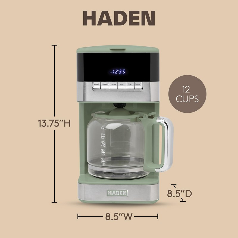Haden Coffee Machine, 12-Cup Programmable Drip Coffee Maker with Auto