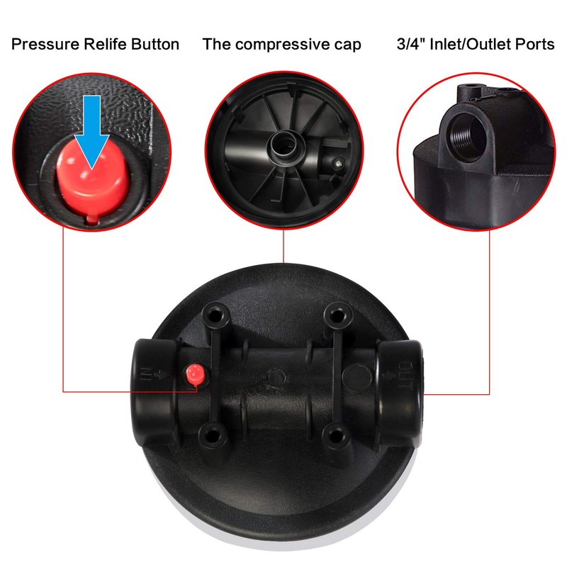Geekpure 20 Inch Whole House Water Filter Housing 3/4" Port-Fit