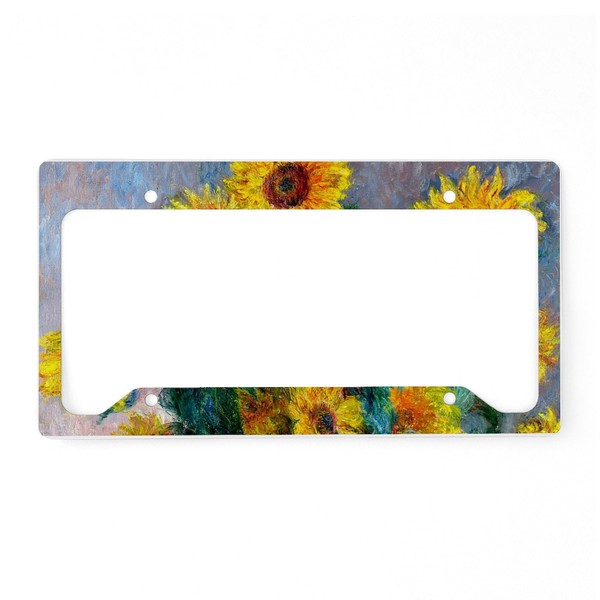 CafePress Bag Monet Sunf License Plate Holder Aluminum License Plate