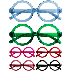 CessBlu 6 Pack Huge Oversized Reading Glasses without Metal No Screws for Women Large Head Round Readers +1.50