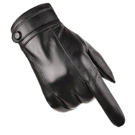 Philivivi Men's Winter Touchscreen Gloves Artificial Leather Warm Mittens Lined for Camping Hiking Mountaineering Cycling Running Climbing Outdoor, Style1, X-Large