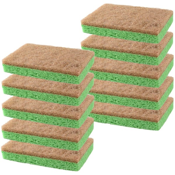 Natural Plant-Based Scrub Sponge by Scrub-it, Non-Scratch, Biodegradable scrubbing sponges for Kitchen and Bathroom – Pack of 10