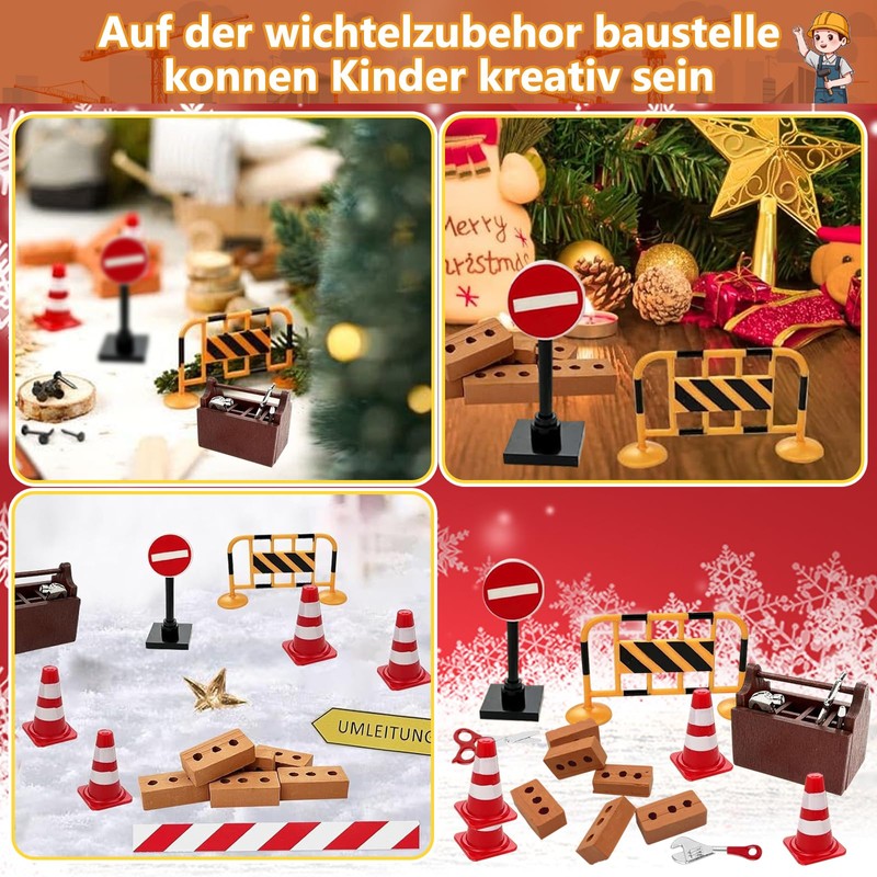 21 Piece Gnome Construction Site Set, Gnome Accessories Construction Site,