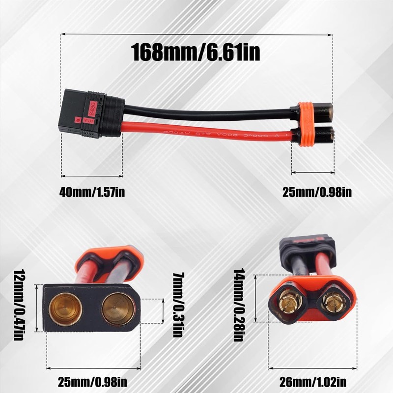 URWALL QS8 Female to 6mm Male Wire Connector 8AWG 4inch