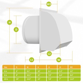 8 Inch Steel Hooded Dryer Cover with Screen and Backdraft Damper, White