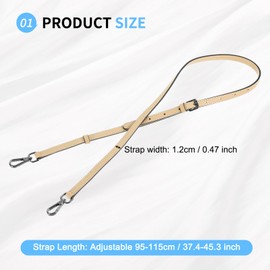 SUIKIHUM Bag Shoulder Strap, (37.4"-45.3" Adjustable Replacement Conversion Kit) Genuine Leather with Metal Black Buckle for Women (Khaki)