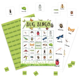 valucise Bug Bingo Game Cards, Insect Bingo Games for Adults, Bug Birthday Party Bingo Cards Supplies, Insect Party Decor Favors, Card Gifts for Friends Family Holiday, (Bug)