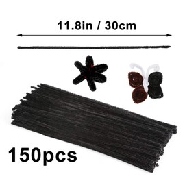 150 Pieces Black Pipe Cleaners Chenille Stem, Pipe Cleaners Chenille Stem, Craft Pipe Cleaners, Art Pipe Cleaners, Pipe Cleaners Bulk for Creative Home Arts and Crafts Project Decoration Supplies