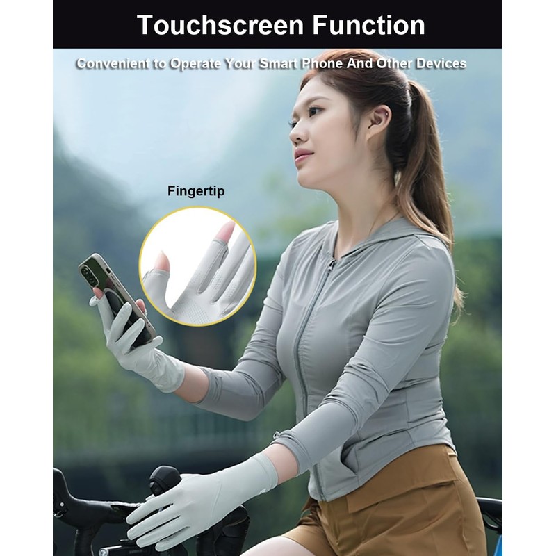 SUJAYU Ultra Thin Full Finger UV Protection Gloves Driving Gloves
