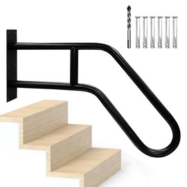 Handrails for Outdoor Steps, U-Shaped Wall Mount Handrail for 1-3 Step Stairs 22" Indoor Non-Slip Grab Bars for Stairs Heavy Duty Handicap Railing for The Elderly, Kids, Disabled, Pregnant Women