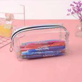 Clear Pencil Case, Large Transparent Plastic Pen Pencil Bag Makeup Pouch Travel Cosmetic Bag,School Supplies for Teenage Boys Girls Women
