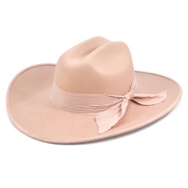 Keilin Cowgirl Hat Brushed Cowboy Hat for Women and Men Customizable Felt Western Hat with Shapeable Wide Brim (US, Alpha, Large, X-Large, Blush Pink)