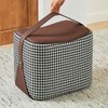 Uniclinens Small Leather Ottoman Footrest with Handle, Brown Foot Stools,