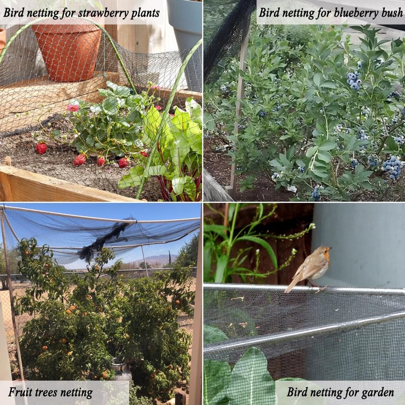 Junflying Bird Netting for Garden, 7.5X100 FT, 1/2“ Mesh, Strong