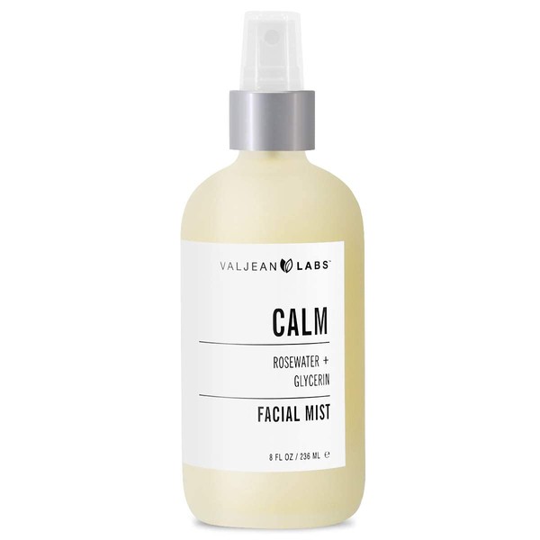 Valjean Labs Face Mist - Calm | Rosewater + Glycerine | Calms, Moisturizes, Soothes | Helps to Even Complexion | Paraben Free, Cruelty Free, Made in USA (8 oz)