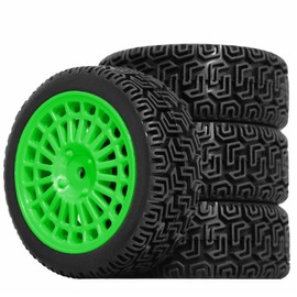 1/10 RC On-Road tires 68mm Rally Car Tire and Plastic Wheels 12mm Hex good drifting power for 1/10 RC On-Road Touring Drift Car HPI Kyosho FAZER MK2 HSP Tamiya XV01 TT01%t054+1 (Green)