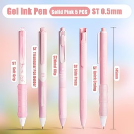 ZenithAura 10-Piece Set Pastel Gel Ink Pens, Sweet Notes 0.5 Mm Fine Point Retractable 10-Piece Black Ink Ballpoint Pens for Writing, Journaling, School, Office, Pink