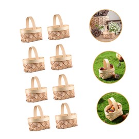 SHOWERORO 8pcs Handwoven Mini Baskets Wooden Picnic and Fruit Baskets with Handles for Play Home Decor and Outdoor Activities
