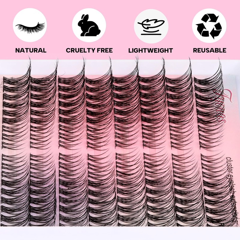 Fyonas Wispy Lash Clusters Eyelash Clusters Natural Look Cluster Eyelash